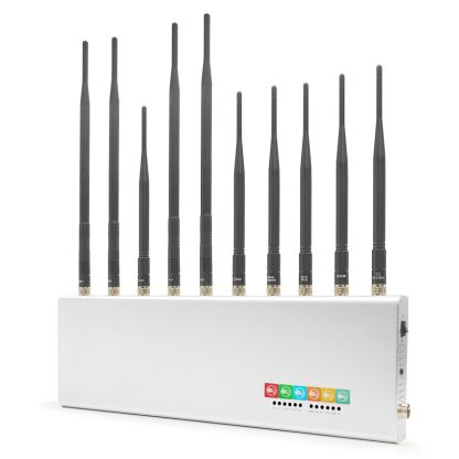 Disturbatore di segnale a 10 bande per interni da tavolo/muro per telefoni cellulari 2G 3G 4G & WiFi/Bluetooth & Walkie-Talkie & telecomando